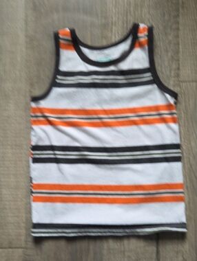 Garanimals White Tank Top with Orange & Black Stripes